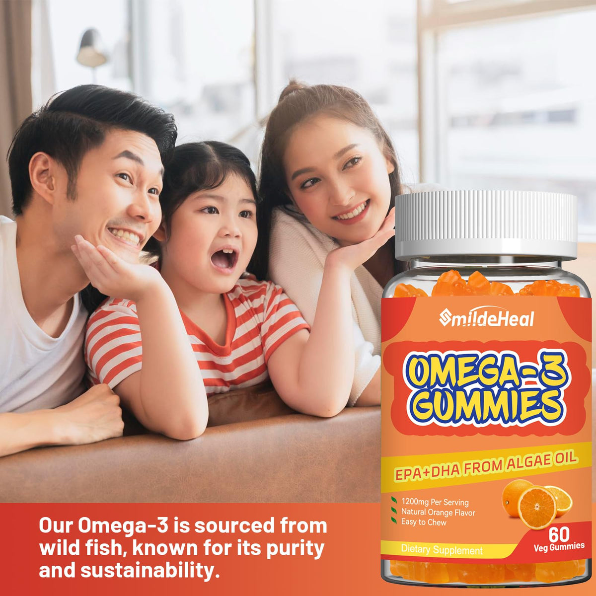 Gummies Omega 3 Vegan SmildeHeal 1000mg vue de haut