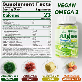 Gummies Omega 3 Végétales LILICARE avec CoQ10 et astaxanthine