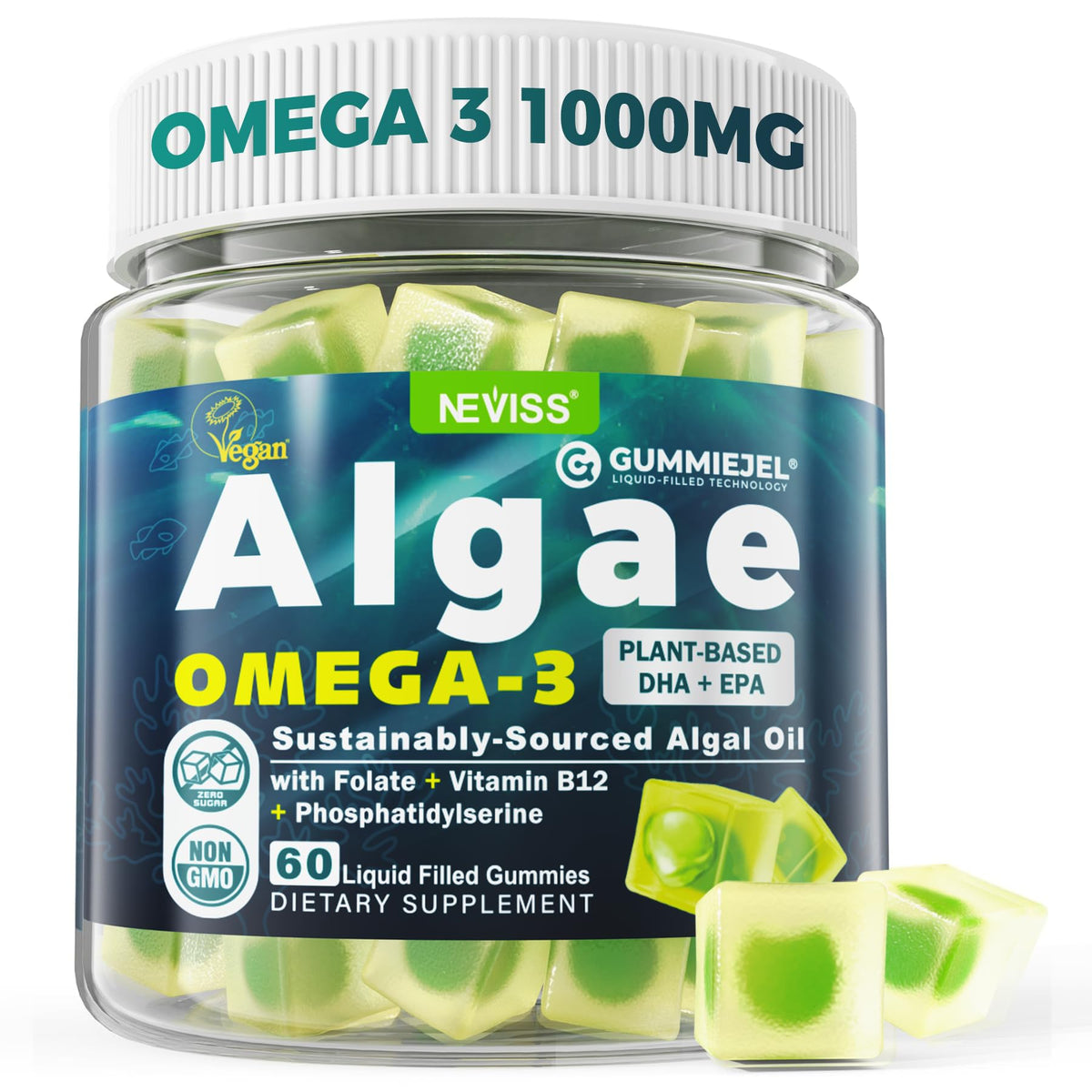 Gummies Omega 3 végétales NEVISS 1000mg - vue de face