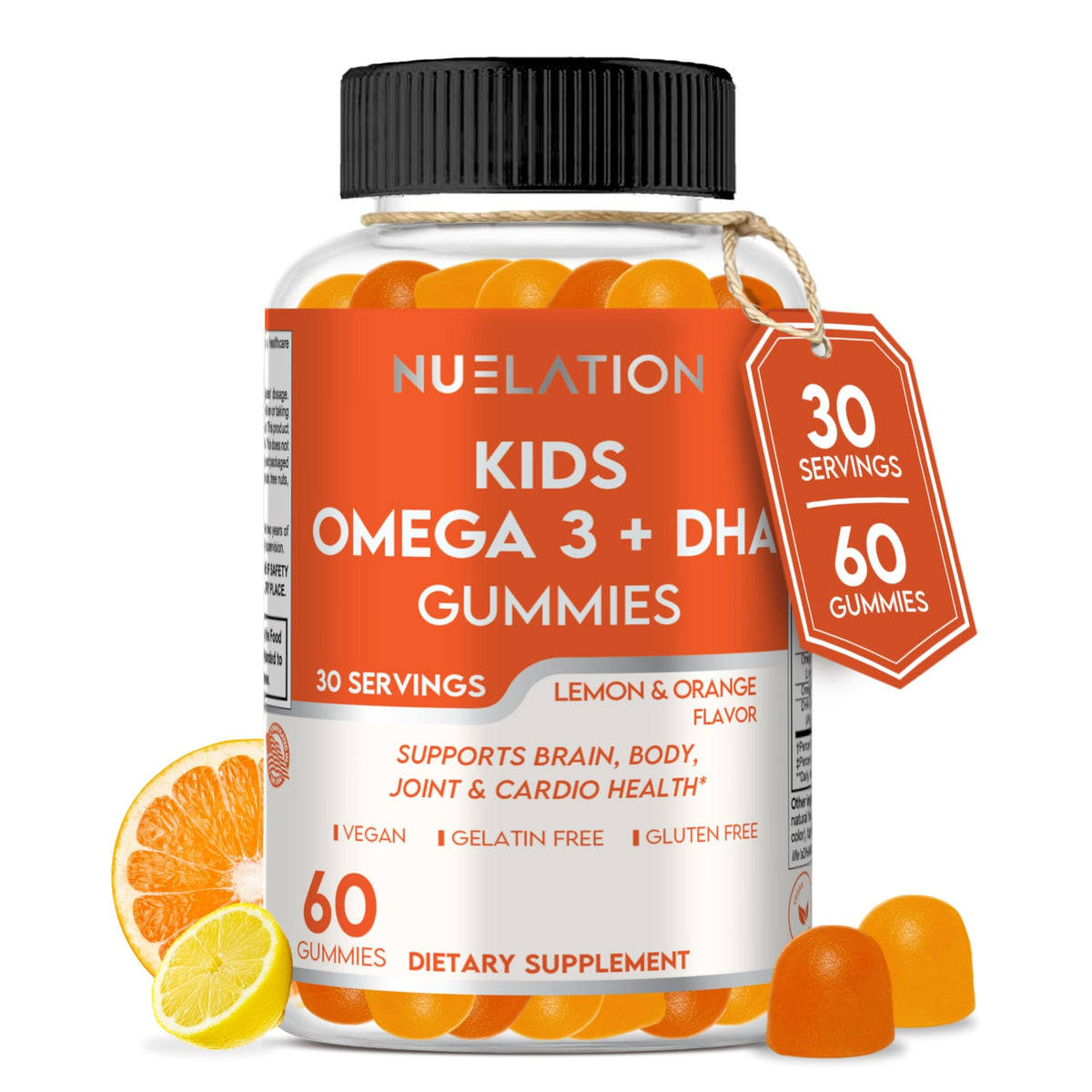 Gummies Omega 3 végétales NUELATION, vue avant, emballage avec 60 gummies