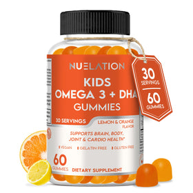 Gummies Omega 3 végétales NUELATION, vue avant, emballage avec 60 gummies