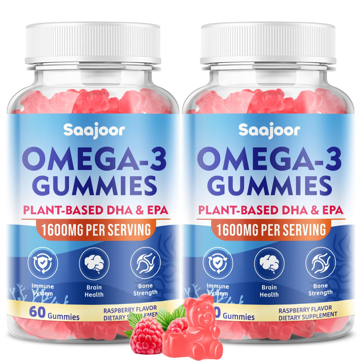 Gummies Omega-3 végétales Saajoor en boîte de 120 unités
