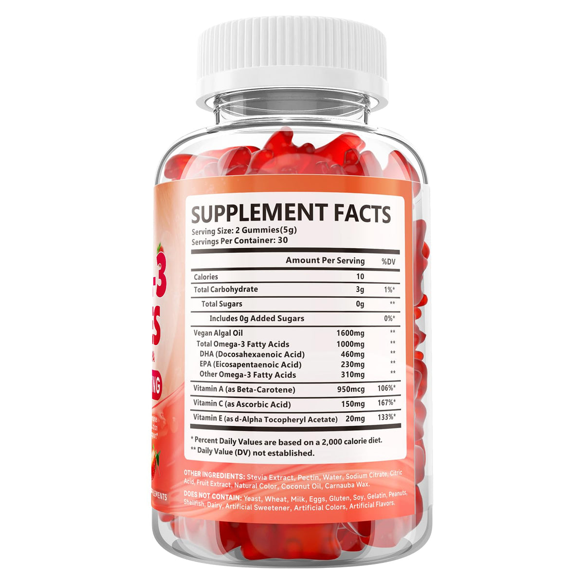 Gummies Omega-3 Végétales Youlikee, mise en scène avec des fruits