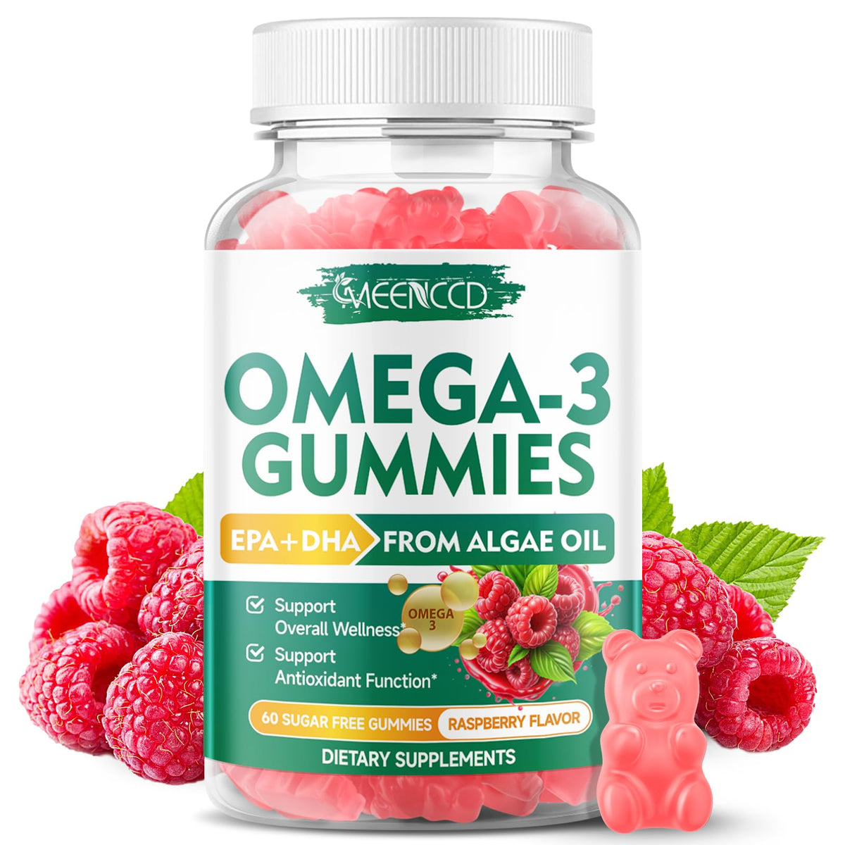 Gummies Omega-3 Végétalien MEENCCD 1000mg devant l'emballage