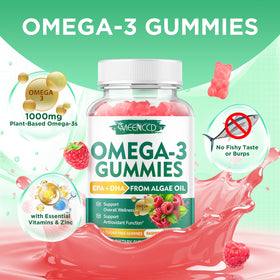 Gummies Omega-3 Végétalien MEENCCD ouvertes montrant les gummies
