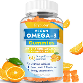 Gummies Omega 3 végétaliens Flyrocer, 60 pièces, vue de l'emballage avant