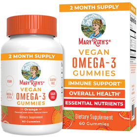 Gummies Omega 3 Végétaliens MARYRUTH'S, saveur orange, boîte de 60 comprimés