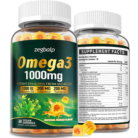 Gummies Omega-3 végétaliens ZEGBALP 1000mg vue de face