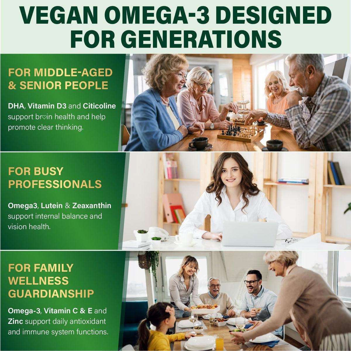 Gummies Omega-3 ZEGBALP sur une table avec des ingrédients naturels