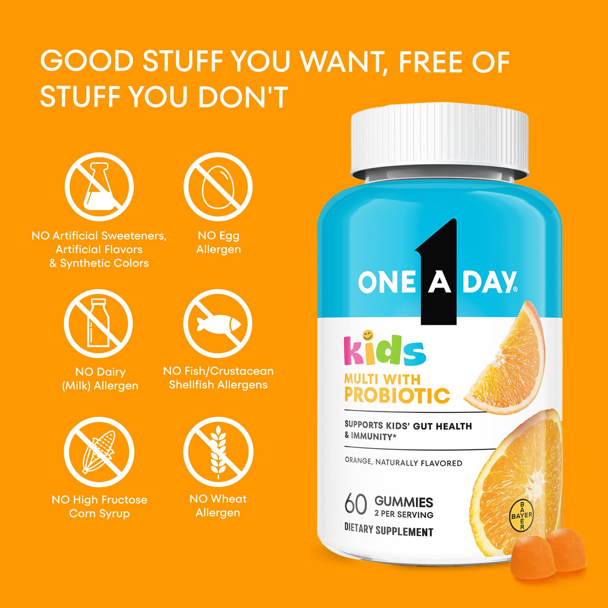 Gummies ONE A DAY pour enfants avec une main d'enfant les tenant