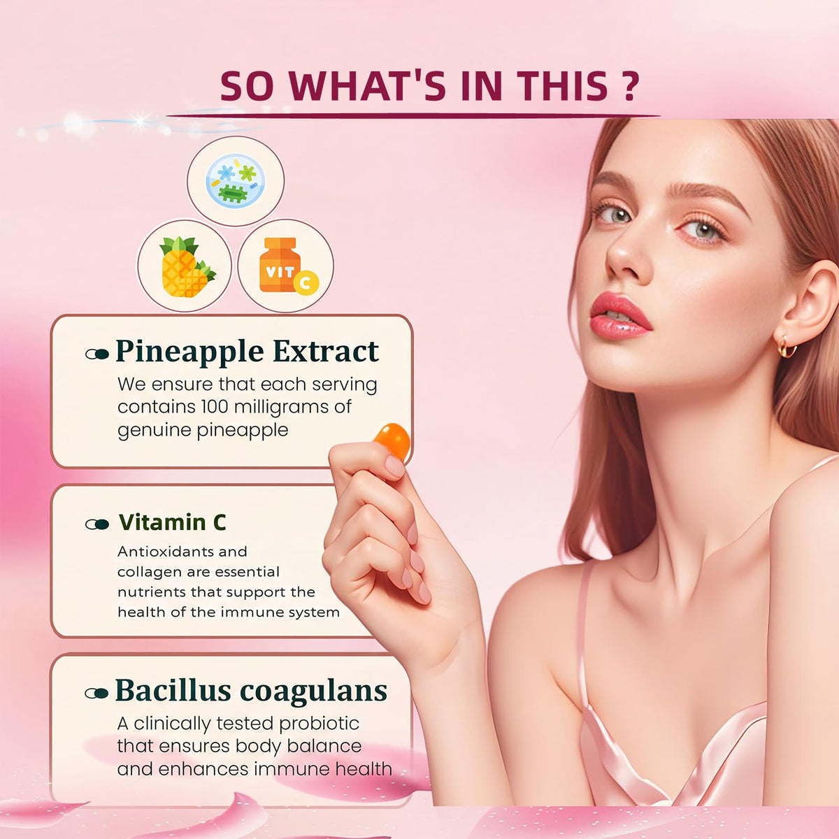 Gummies OYEMATE, vue de côté, montrant la texture