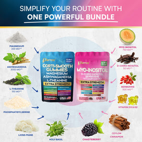Gummies Parrox Cortisol & Myo-Inositol 150ct avec des fruits mélangés