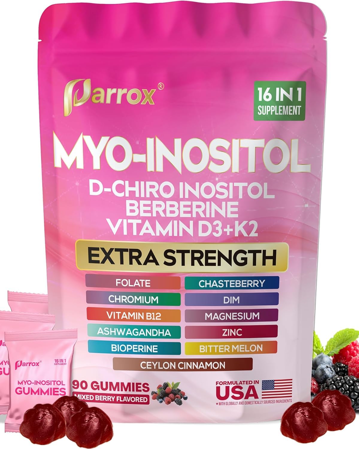 Gummies Parrox Myo-Inositol & D-Chiro Inositol en vue de face
