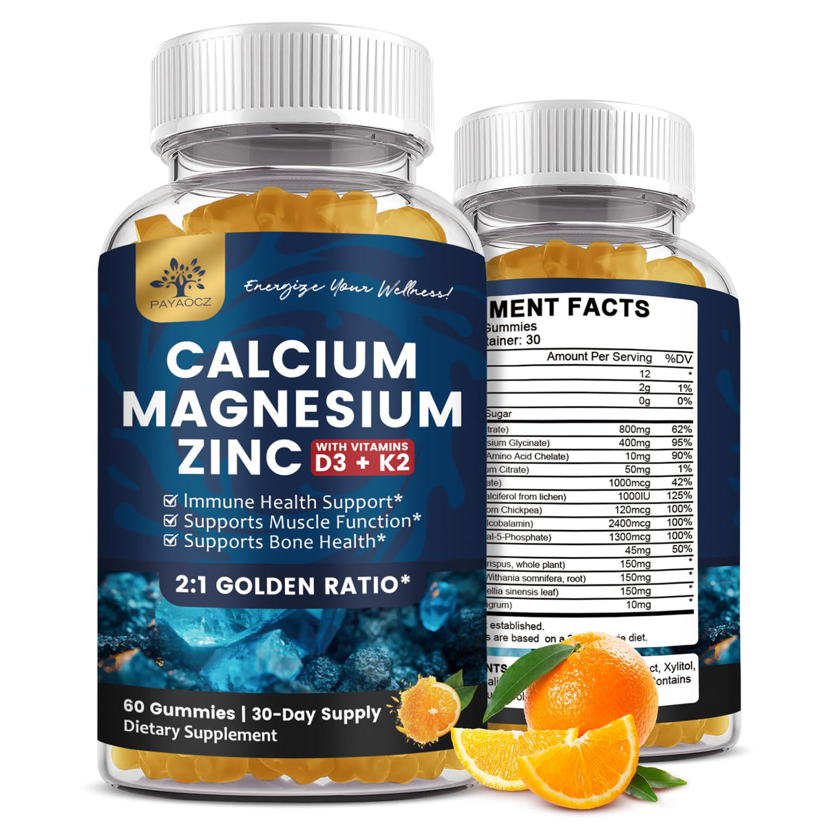 Gummies PAYAOCZ Calcium Magnésium Zinc 800mg pack avant
