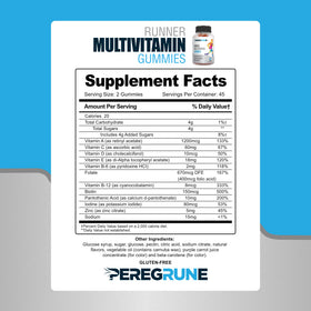 Gummies PEREGRUNE multivitamines sur un fond naturel