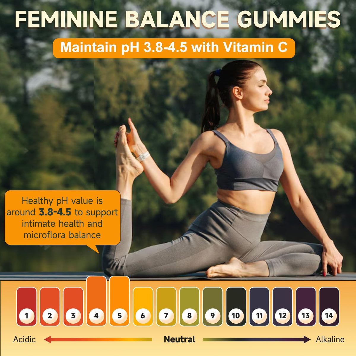 Gummies pH Équilibre Femmes en portion sur une cuillère