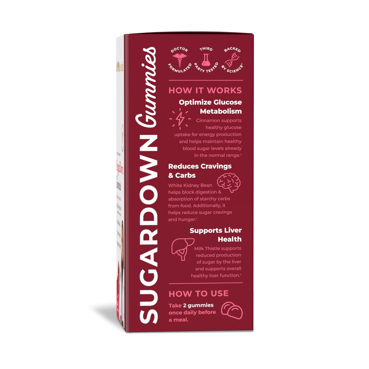 Gummies Pharmaganics SugarDown à la cannelle sur une table