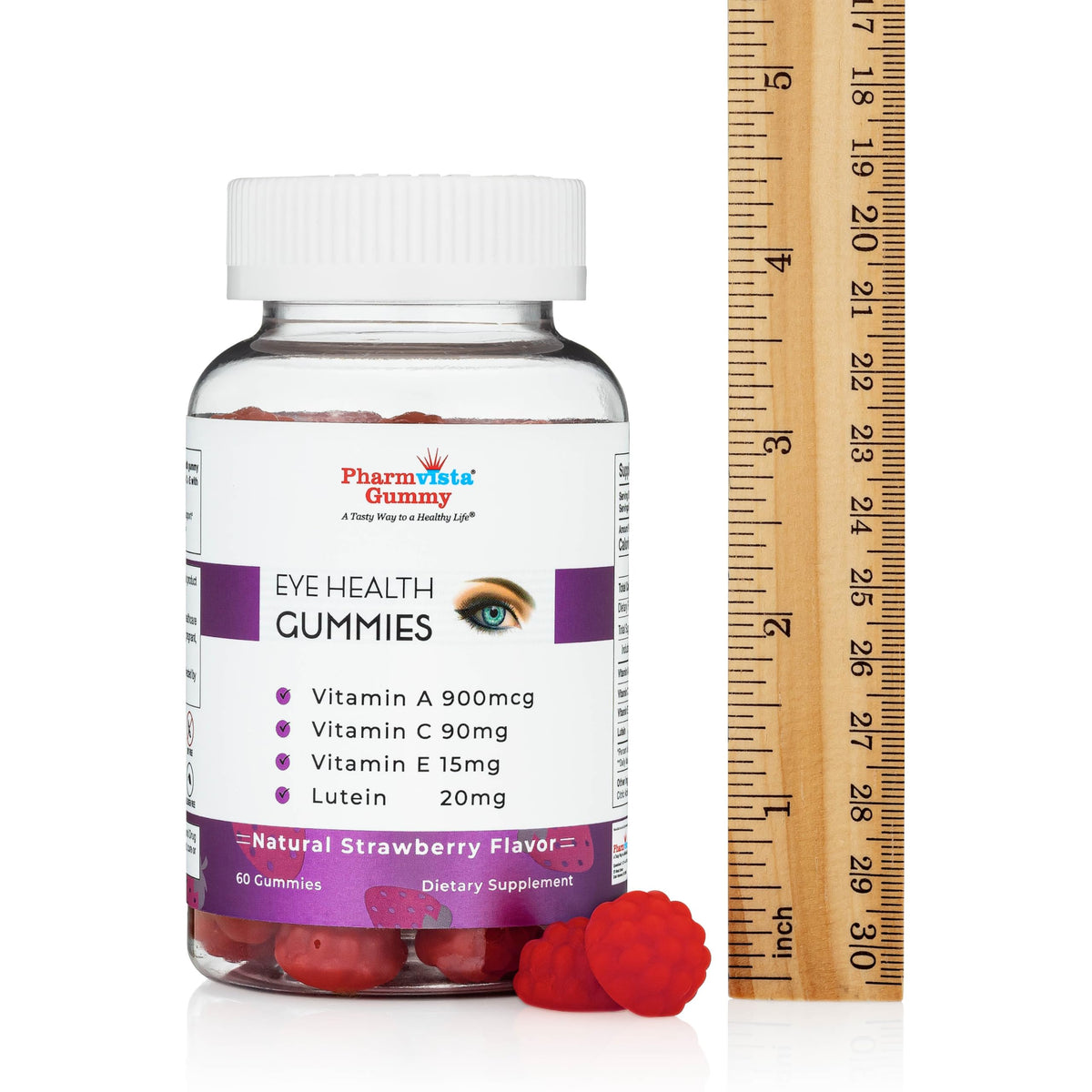 Gummies Pharmvista avec vitamines A, C, E et Lutéine à la fraise