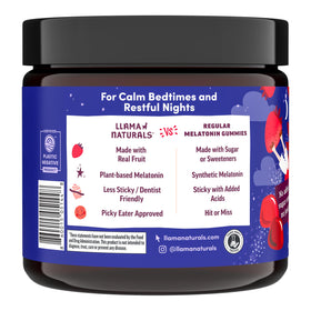 Gummies phytomélatonine bio Llama Naturals avec une poignée de fraises