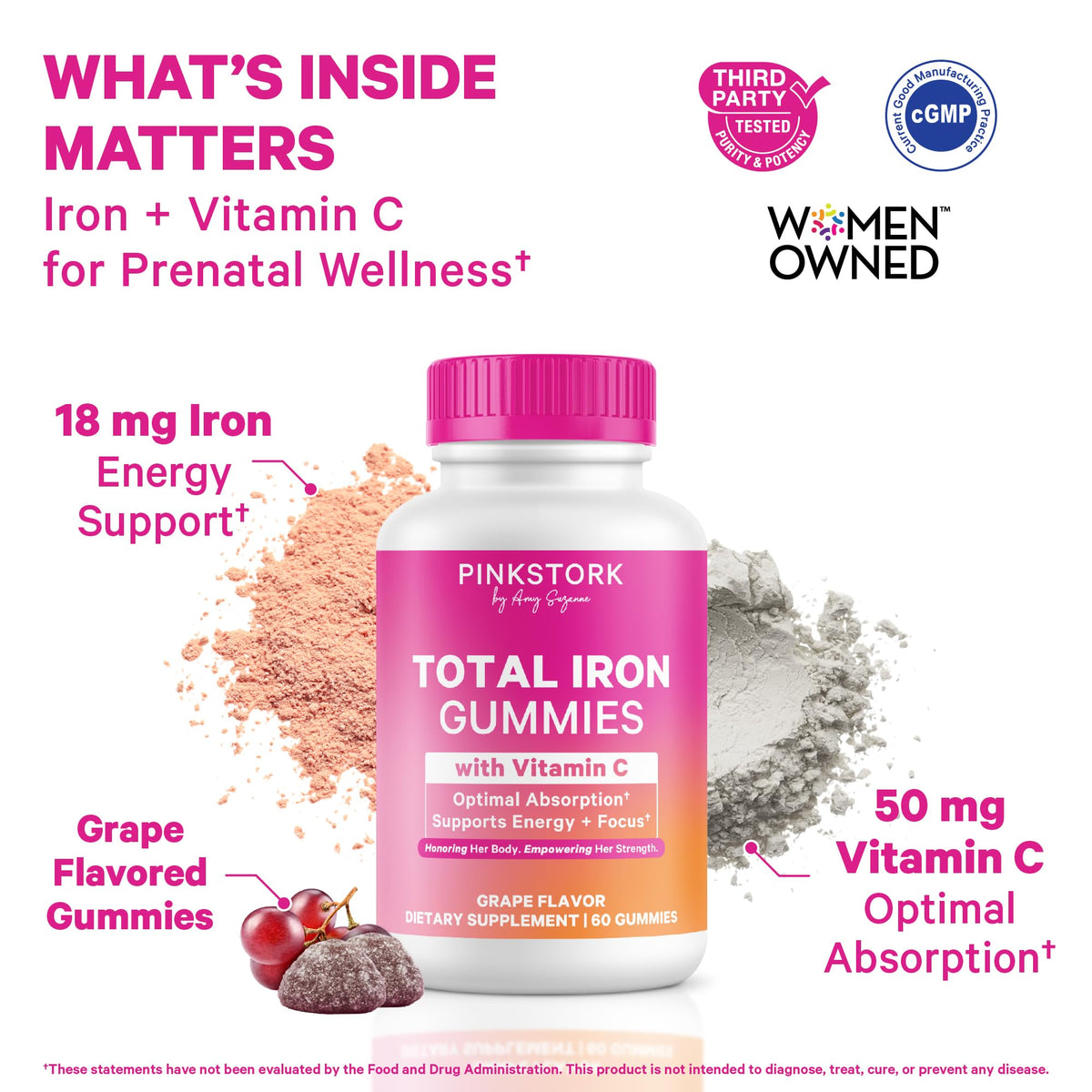 Gummies Pink Stork fer prénatal 20 mg, vue arrière