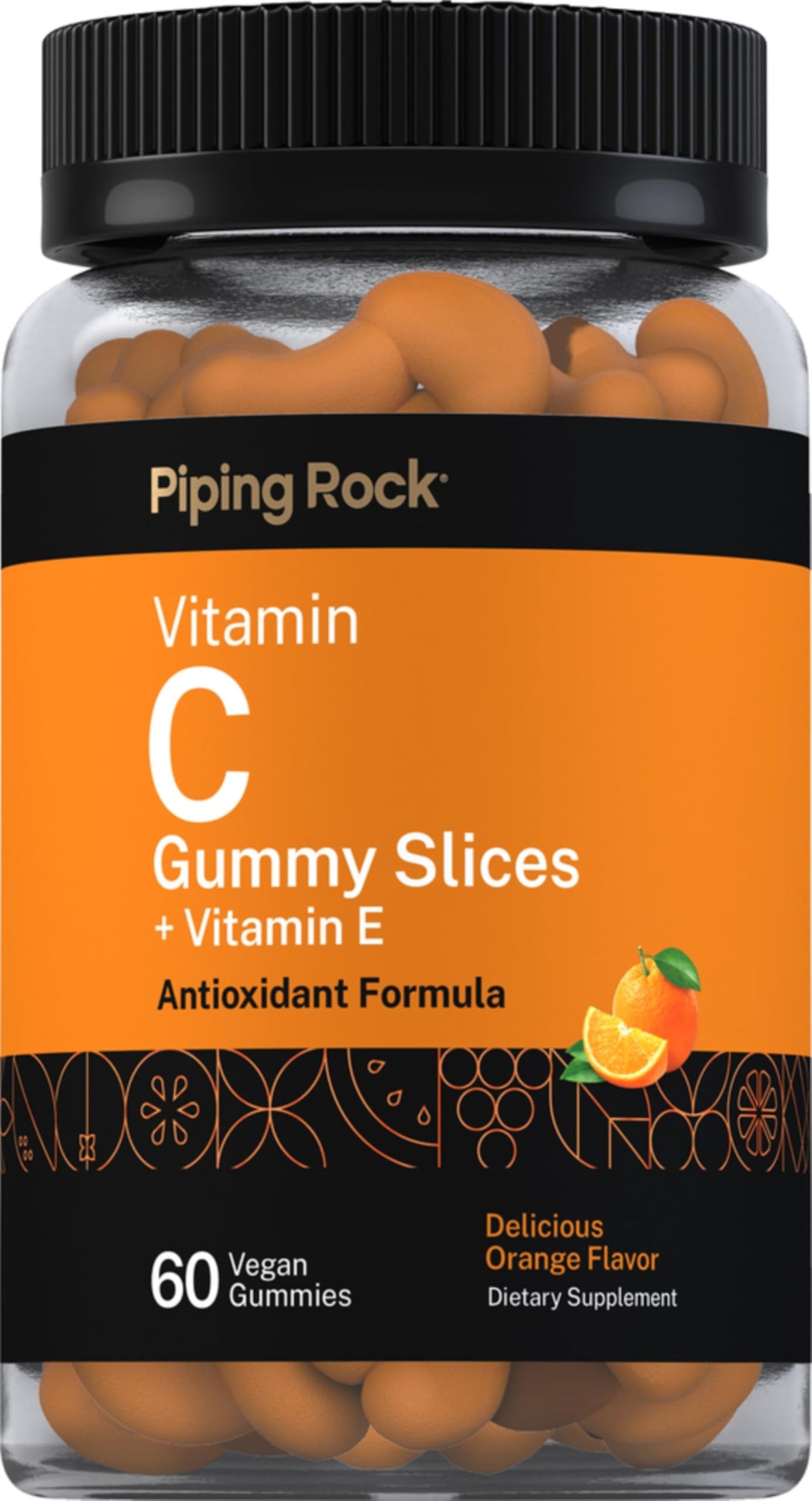 Gummies Piping Rock Vitamine C et E orange en pot