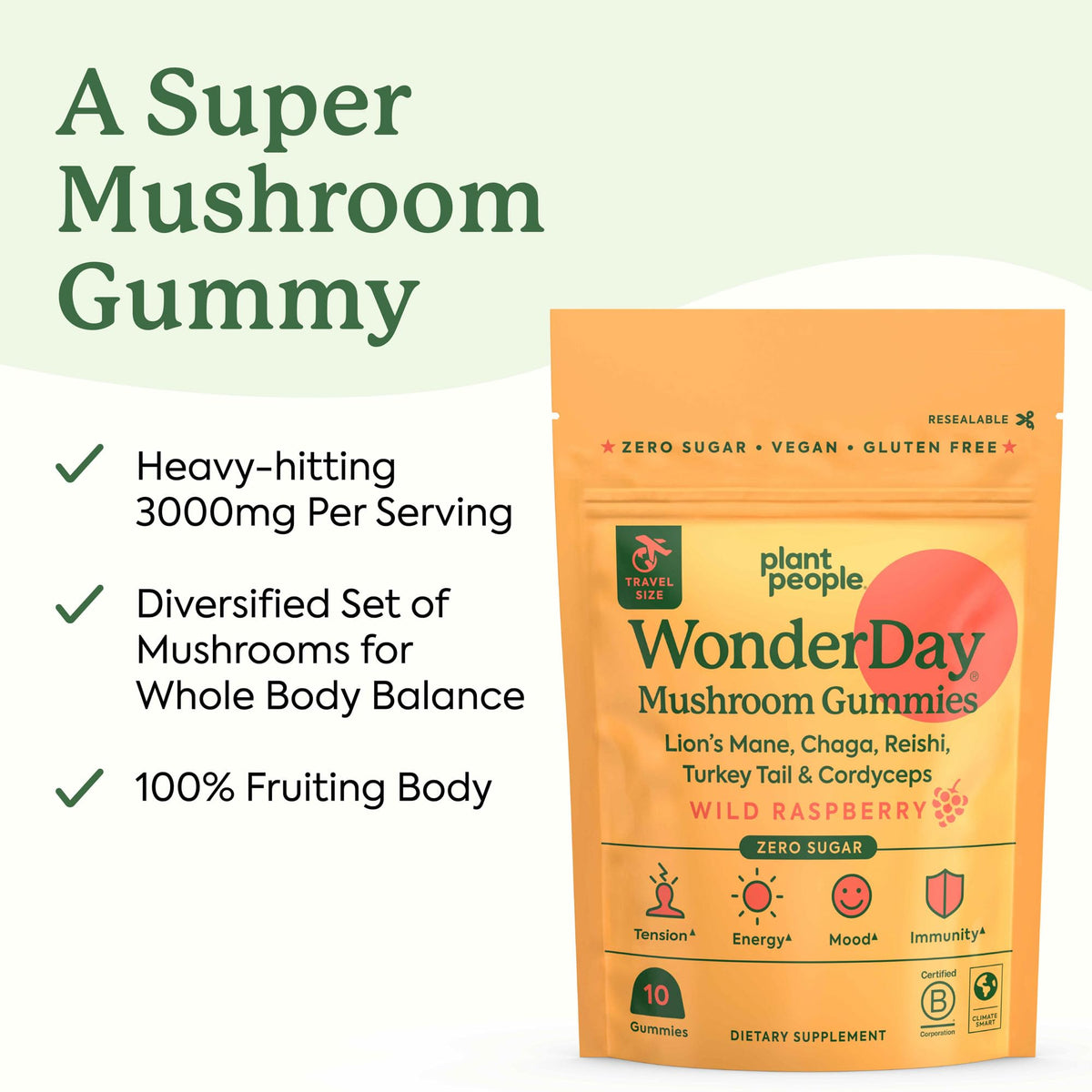 Gummies Plant People WonderDay sur une table en bois