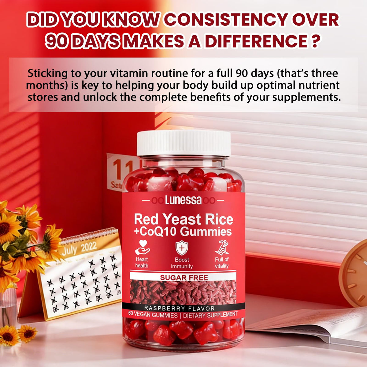 Gummies Plaxssuss riz rouge et CoQ10 en portion