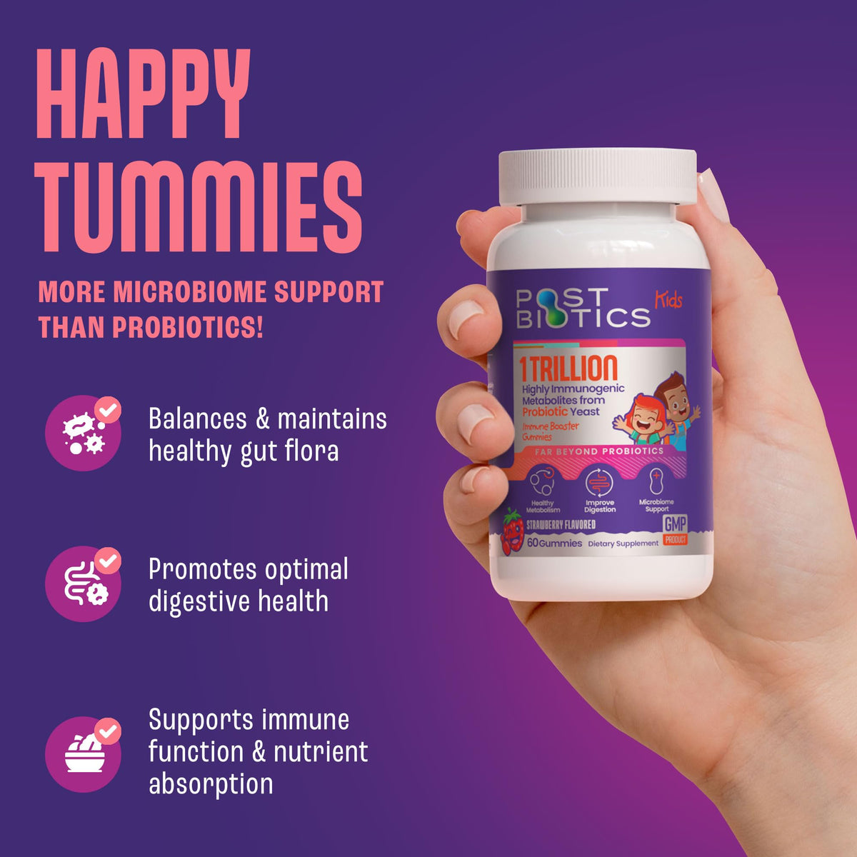 Gummies postbiotiques NAVEH PHARMA enfants, portion sur une cuillère