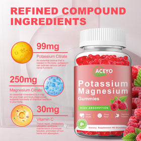 Gummies Potassium Magnésium ACEYO 300mg avec une portion de deux gummies