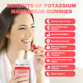 Gummies Potassium Magnésium ACEYO 300mg en bouteille ouverte