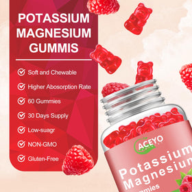 Gummies Potassium Magnésium ACEYO 300mg montrant la texture et la couleur