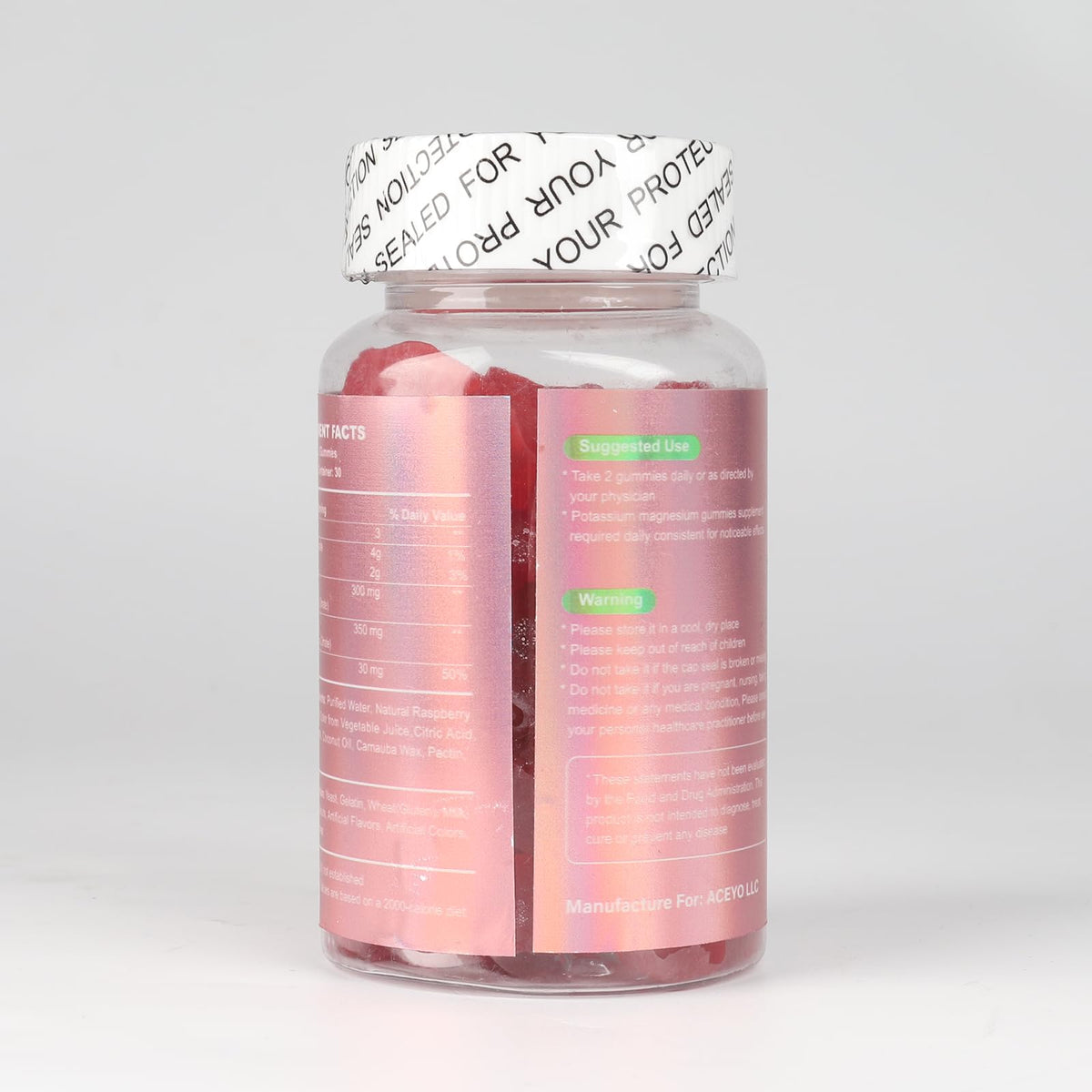 Gummies Potassium Magnésium ACEYO sur une table en bois