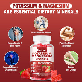 Gummies Potassium Magnésium Haohan sur une surface en bois
