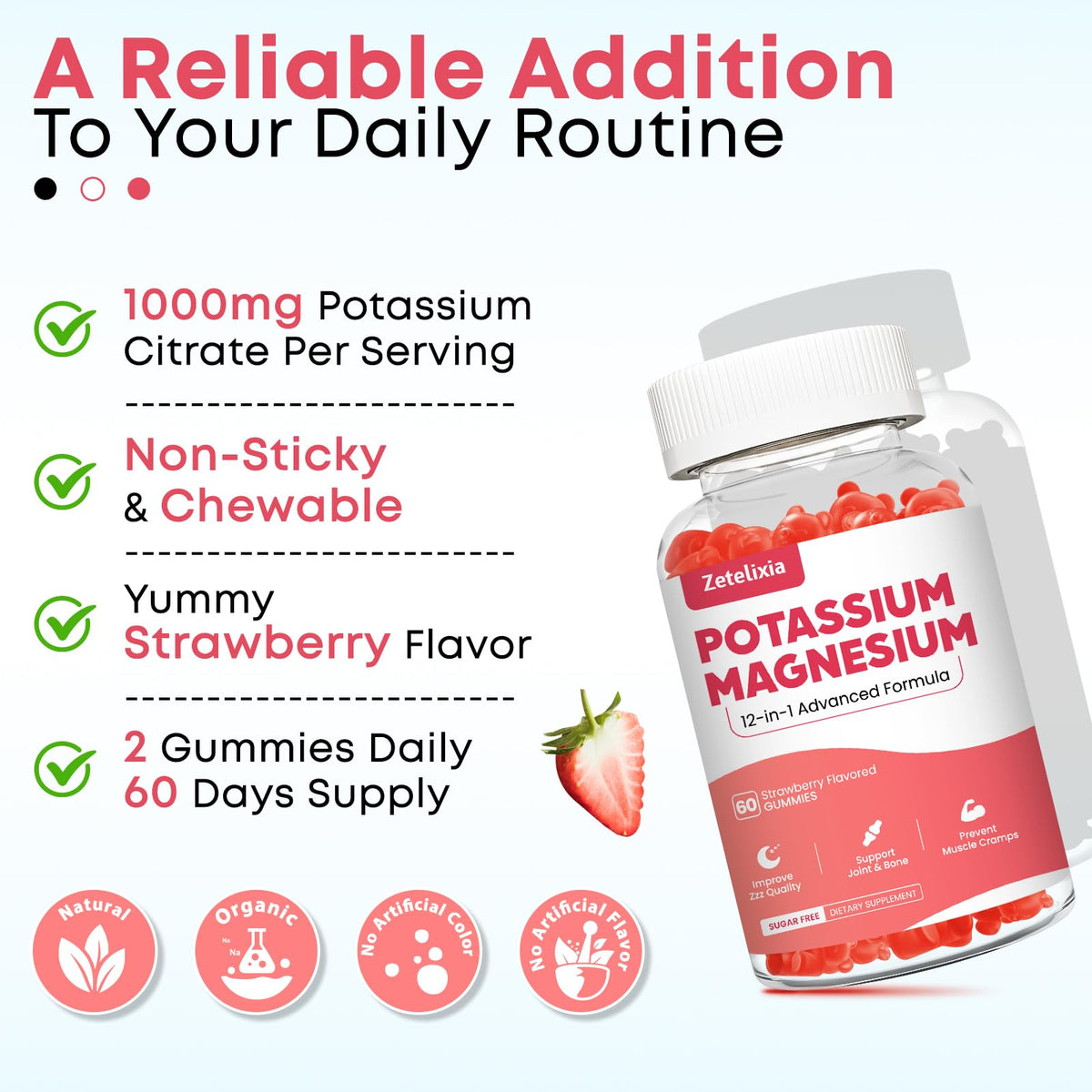 Gummies Potassium Magnésium Zetelixia en gros plan