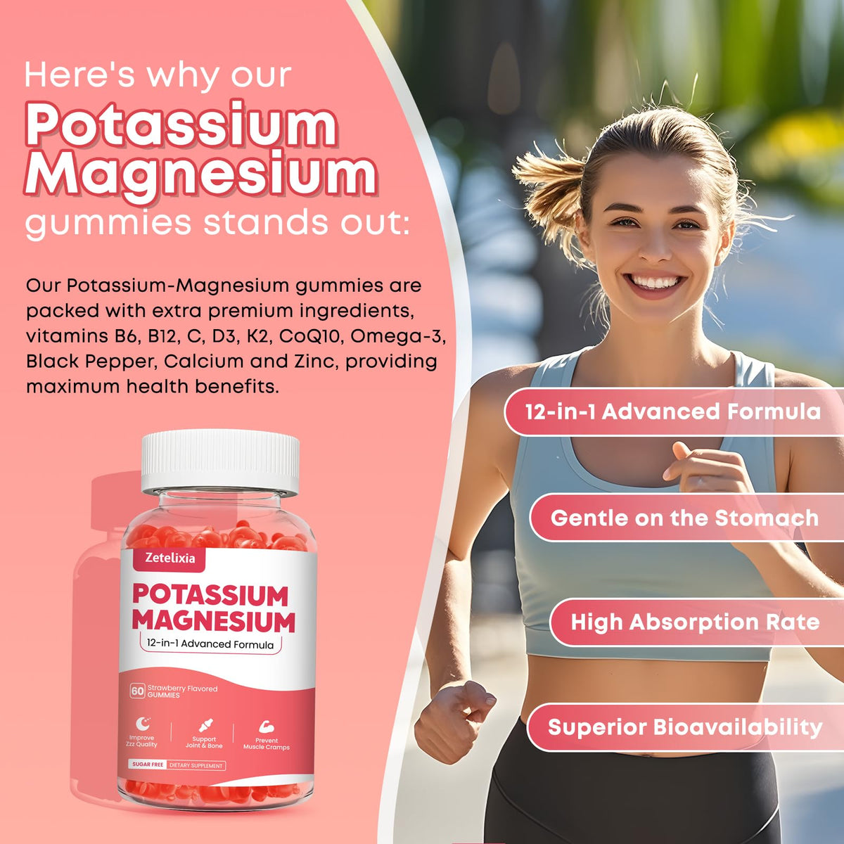 Gummies Potassium Magnésium Zetelixia sur une table