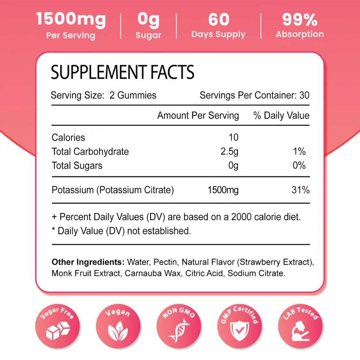 Gummies Potassium Zetelixia 120 Ct flacon arrière vue