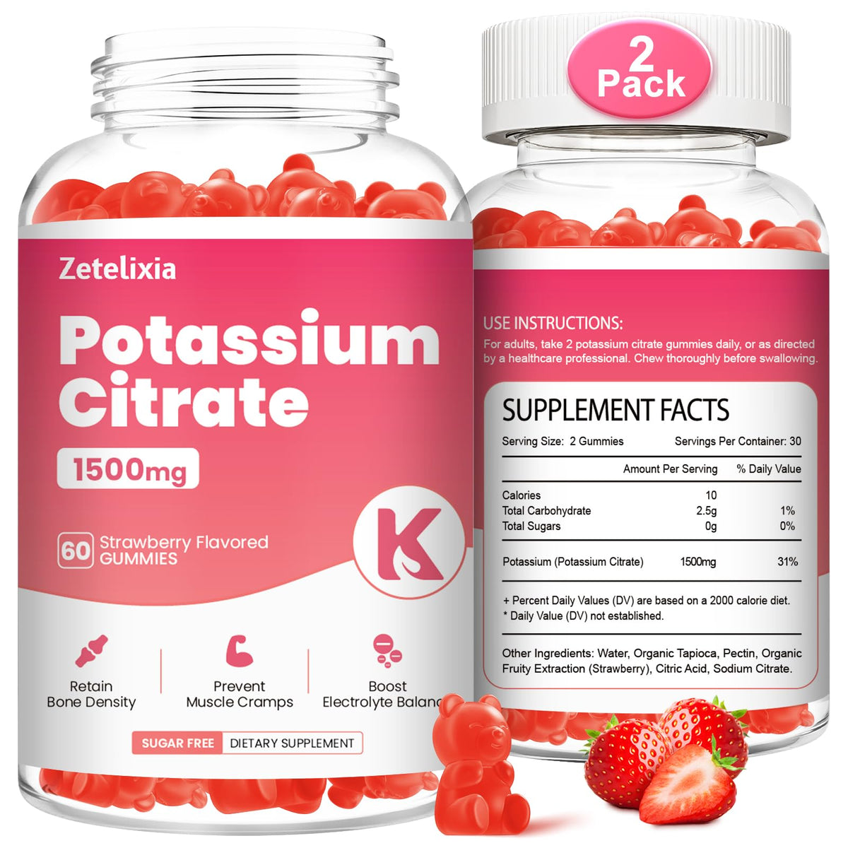 Gummies Potassium Zetelixia 120 Ct flacon avant vue