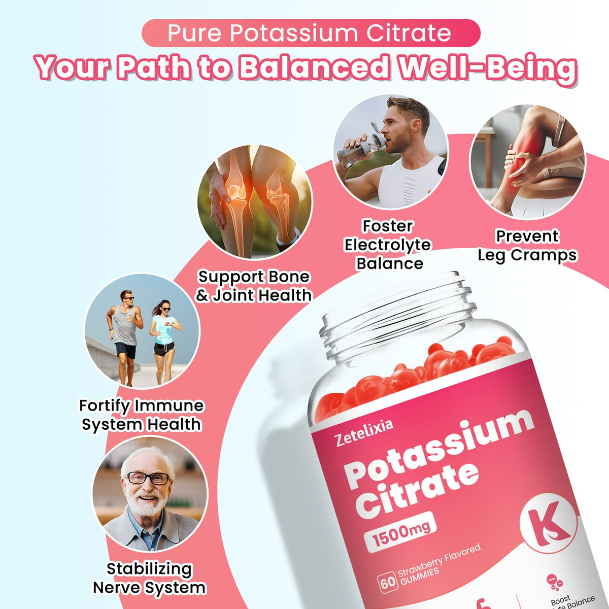 Gummies Potassium Zetelixia sur une table