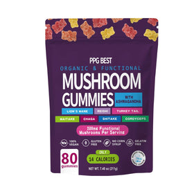 Gummies PPG BEST champignons bio avec Ashwagandha, vue de face