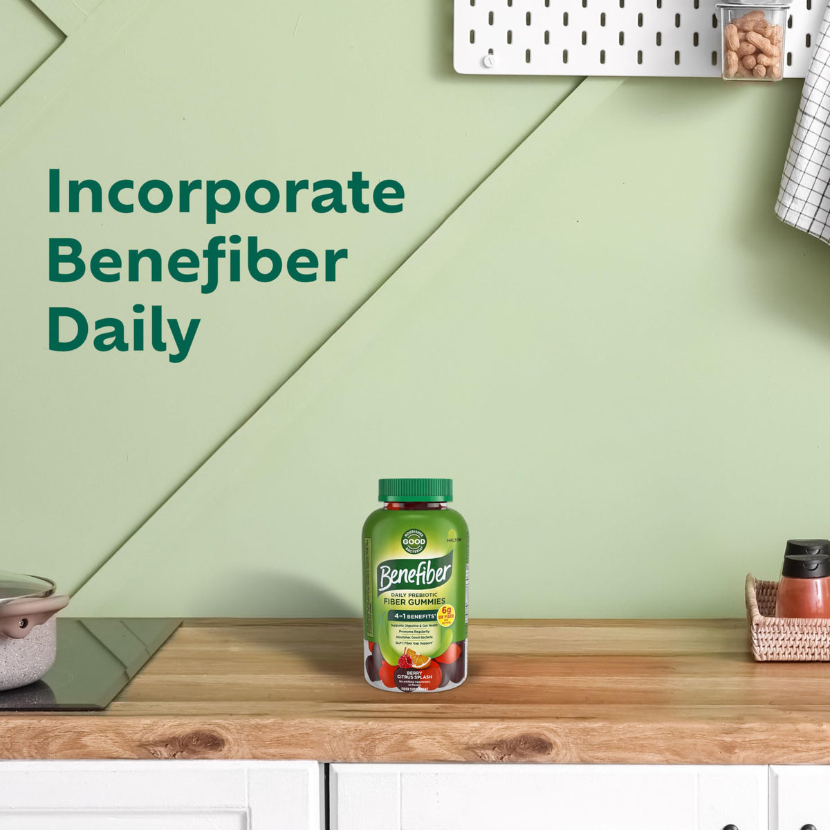 Gummies prébiotiques Benefiber avec une portion de 3 gummies