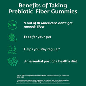 Gummies prébiotiques Benefiber en gros plan avec saveurs fruitées