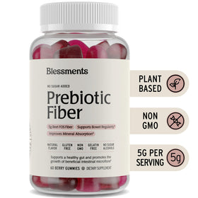 Gummies prébiotiques Blessments, étiquette avec informations nutritionnelles