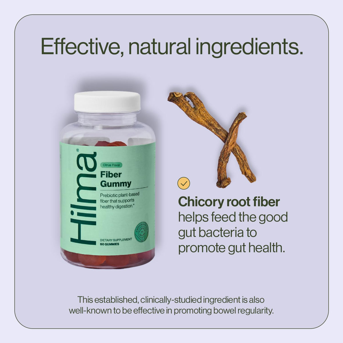 Gummies prébiotiques Hilma, vue de dessus avec quelques gummies éparpillés