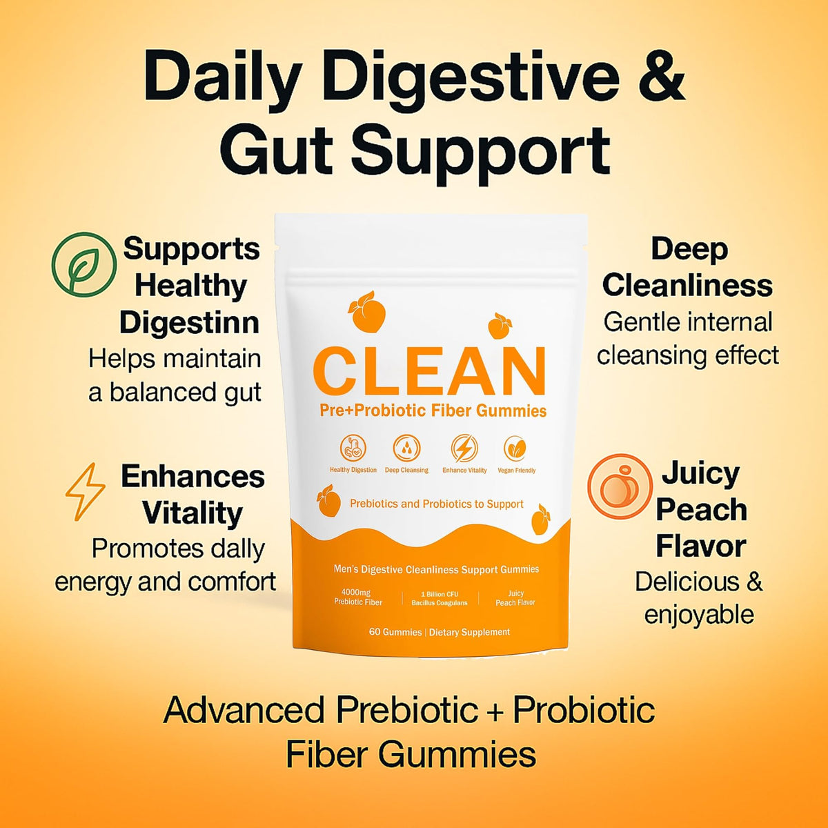 Gummies prébiotiques NEWUREHO, pot ouvert avec gummies visibles