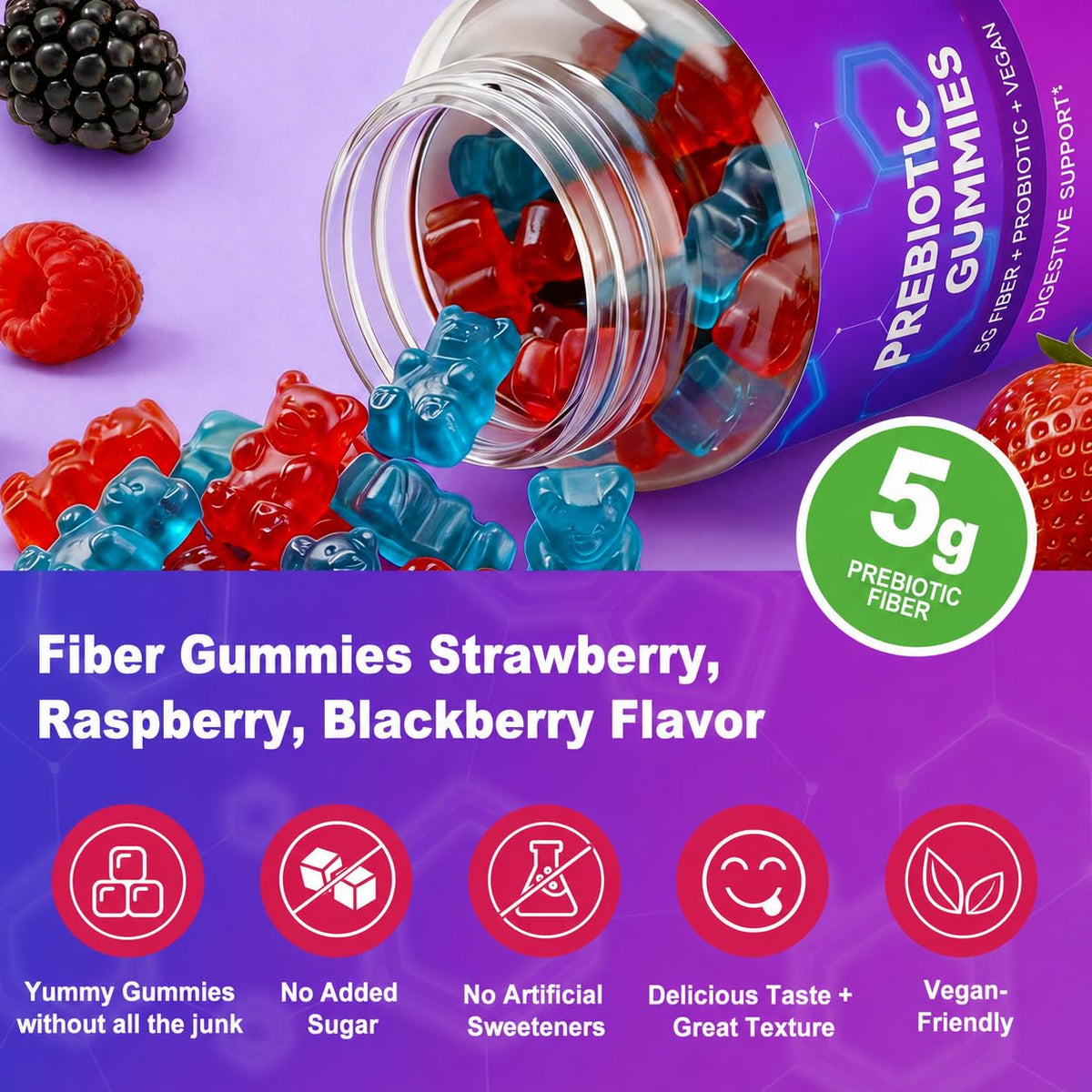 Gummies prébiotiques Olyvaresta montrant la texture de pectine