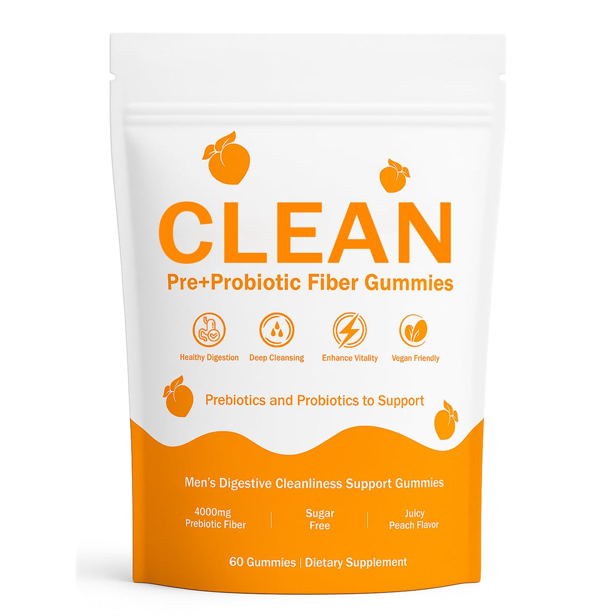 Gummies prébiotiques TADALAPRO au goût pêche, sachet de 60 unités