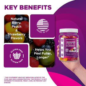 Gummies prébiotiques Vitamatic avec un verre d'eau