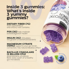 Gummies prébiotiques Wellneum sur une table en bois