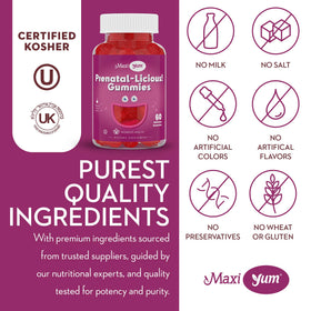 Gummies prénatales Maxi Health avec une cuillère