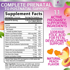 Gummies prénatales Nature's Nutrition avec Acide Folique, Vitamines A, C, D3